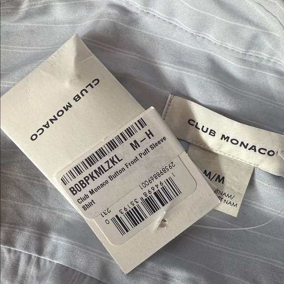 Elegant club Monaco NWT blue and White stripe Puff Sleeve Top SIZE M - Picture 4 of 5